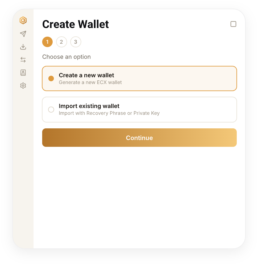 Create Wallet screen preview
